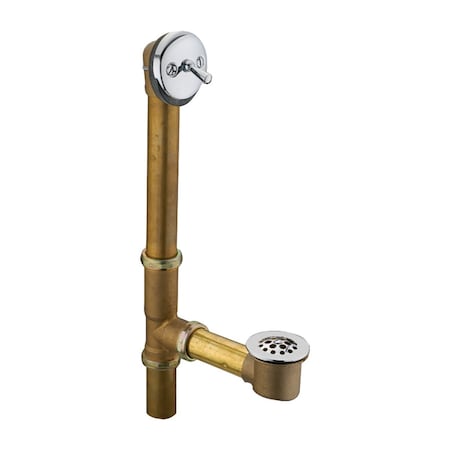 Everflow 1-1/2in Trip Lever Bath Waste, Overflow Drain 20 Gauge Brass, Chrome Faceplate, For 18-24in Bathtub T5114A